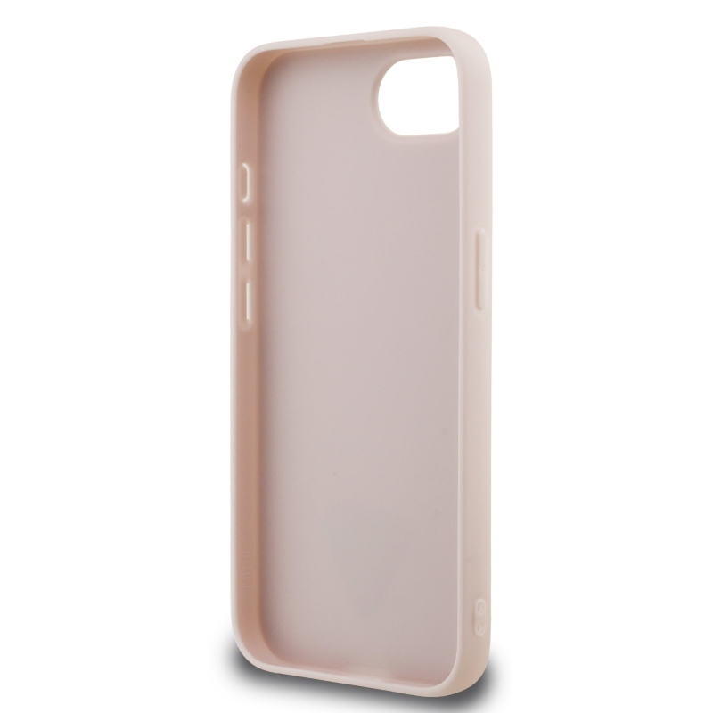 Guess PU 4G Strass Triangle Metal Logo Zadný Kryt pre iPhone 16e Pink