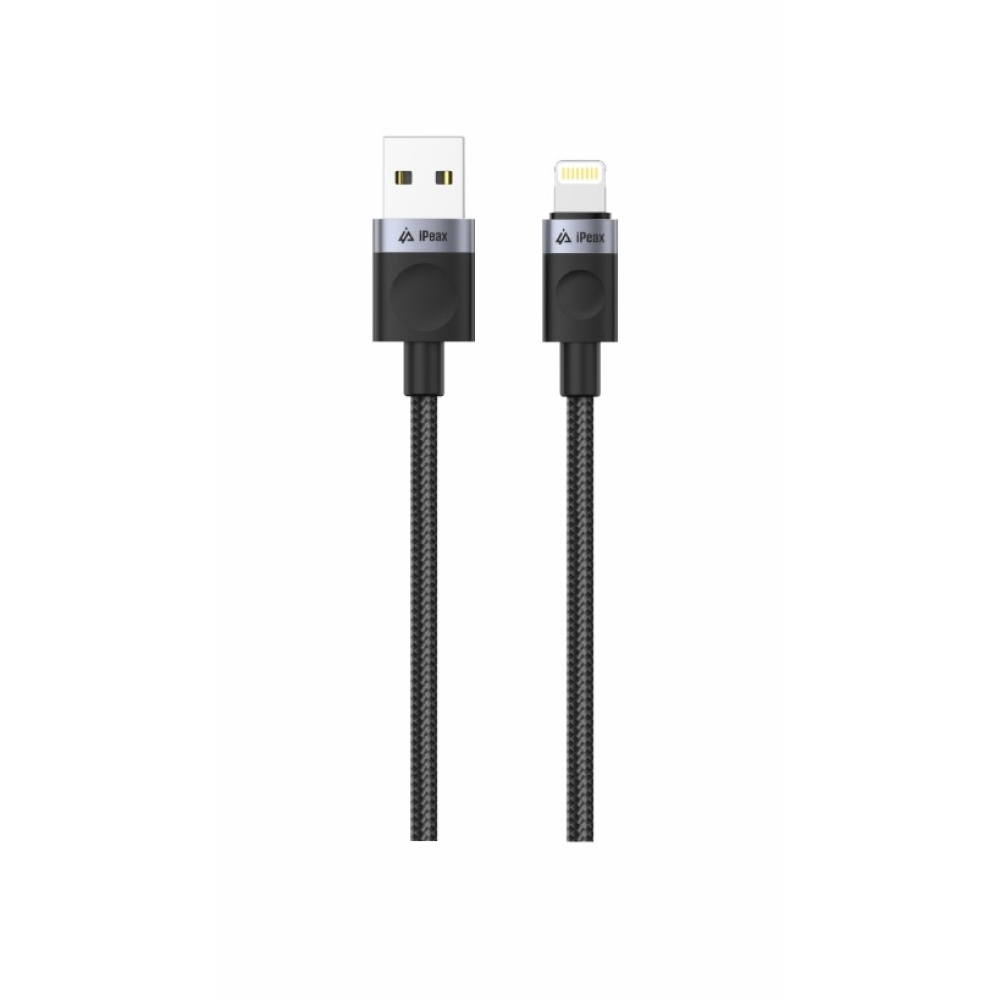 iPEAX Textilný kábel USB-A / lightning 1,5 m, USB 2.0 - čierny