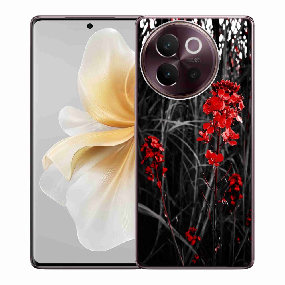 Gélový kryt mmCase na Vivo V40 Lite 5G - červená rastlina