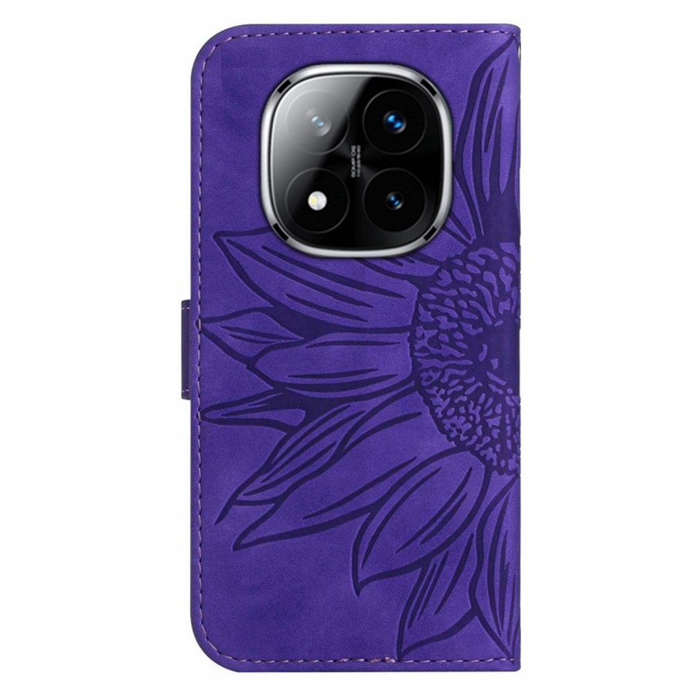 Sunflowers knižkové púzdro na Xiaomi Redmi Note 14 Pro - tmavofialové