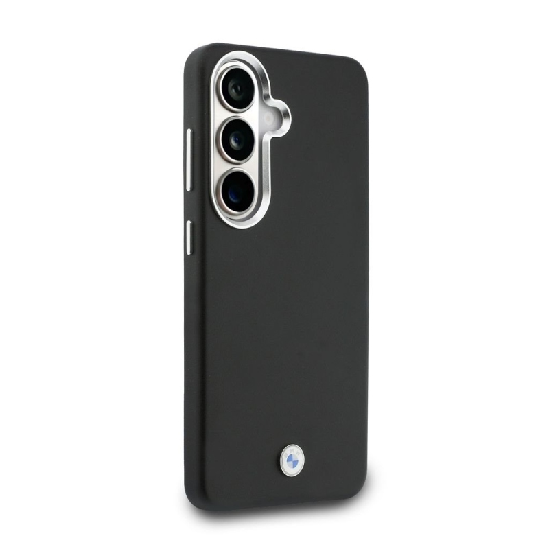 BMW Signature PU Leather Metal Logo Magnetic Back Cover pre Samsung Galaxy S26+ Black