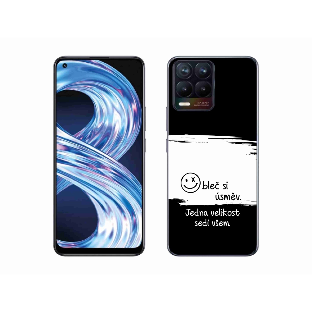 Gélový kryt mmCase na Realme 8 4G - vtipný text 8 bieločierne pozadie