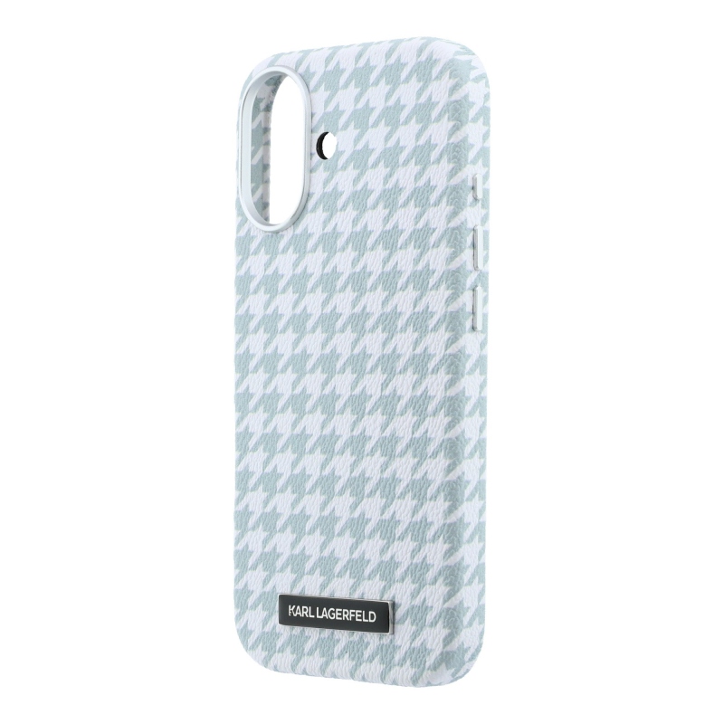 Karl Lagerfeld PU Houndstooth Resin Plate Zadný kryt MagSafe pre iPhone 17 Blue