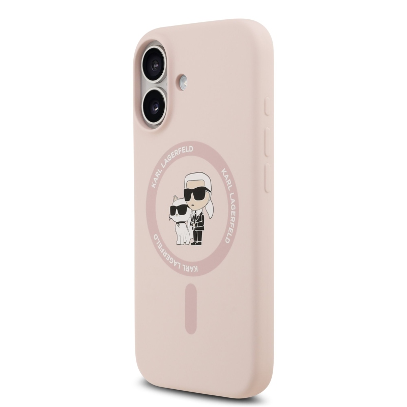 Karl Lagerfeld Liquid Silicone Karl and Choupette MagSafe zadný kryt pre iPhone 17 ružový