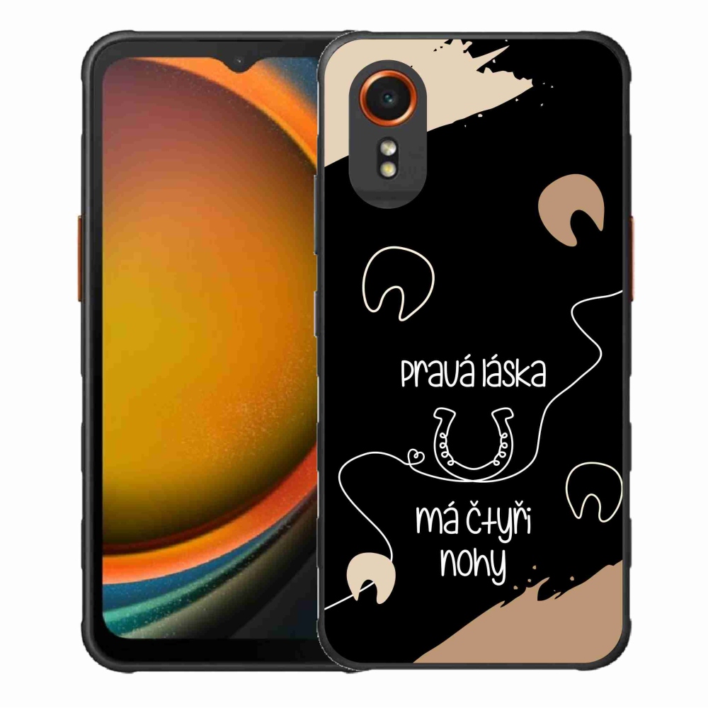 Gélový kryt mmCase na Samsung Galaxy Xcover 7 - konský motív čierne pozadie