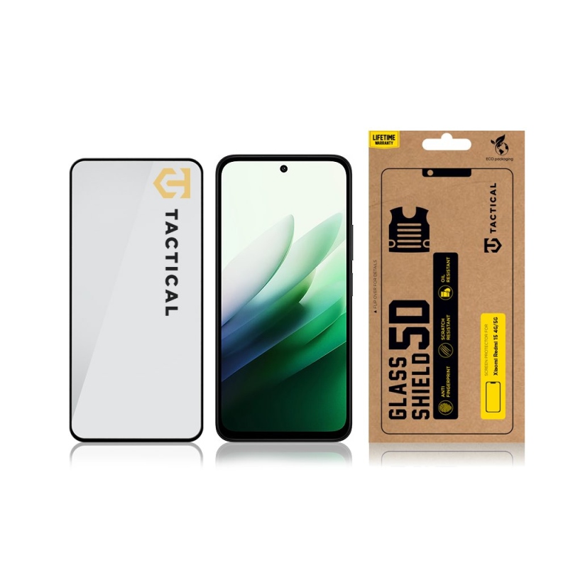Taktický sklenený štít 5D sklo pre Xiaomi Redmi 15 4G/5G Black