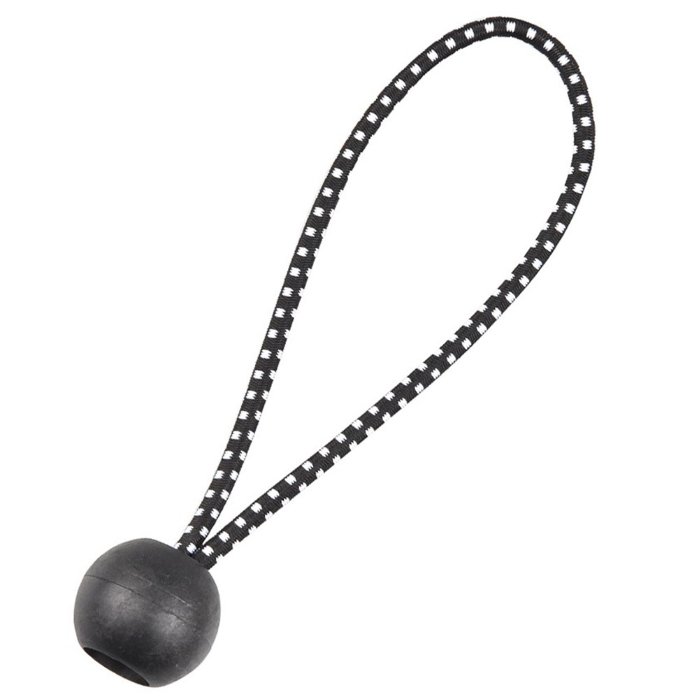 Upínacie gumové lanko s plastovou guličkou pre stan a plachty 15,5 cm (10 ks) - čierne/biele