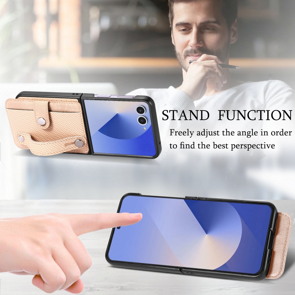 Wrisat plastový kryt s umelou kožou na Samsung Galaxy Z Flip7 5G - khaki