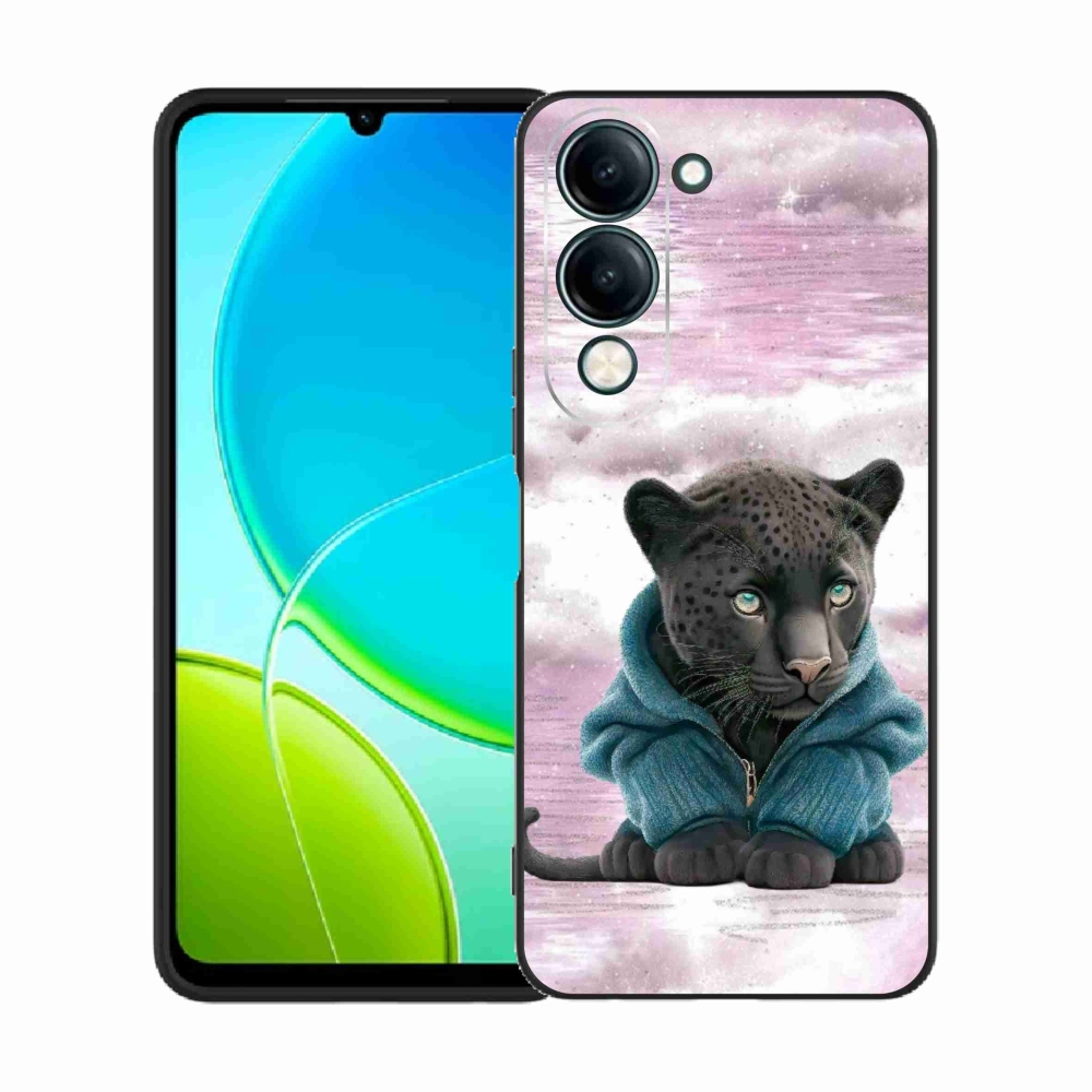 Gélový kryt mmCase na Vivo Y29s 5G - čierny panter vo svetri