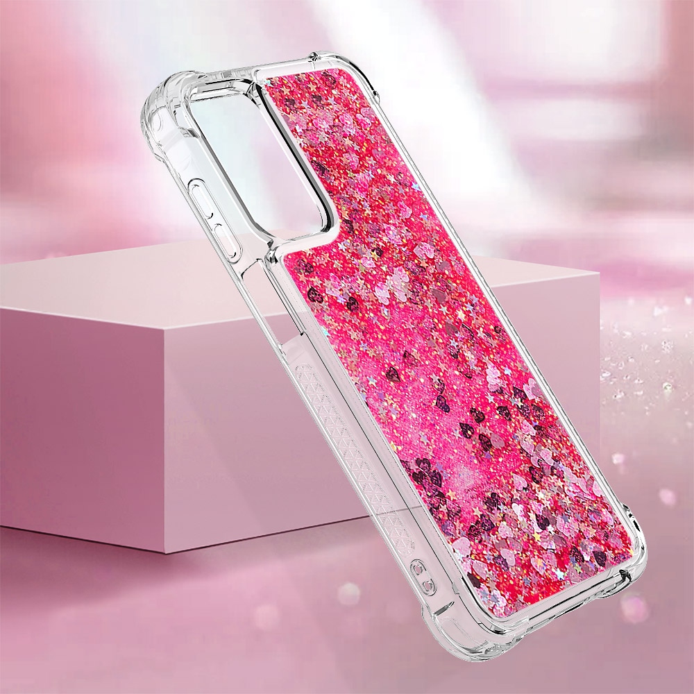 Glitter presýpacie gélový obal na Samsung Galaxy A17 5G - ružový/srdiečka
