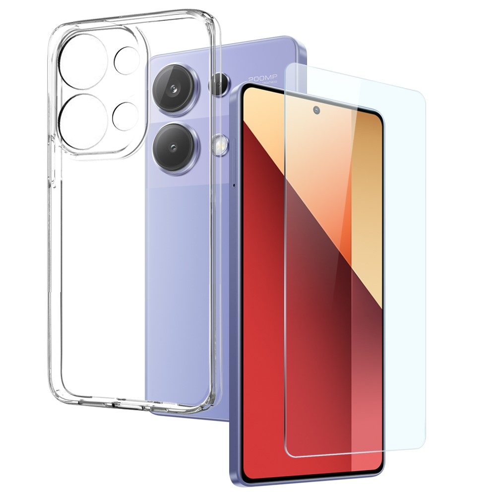 NORTHJO priehľadný gélový obal + tvrdené sklo na Xiaomi Redmi Note 13 Pro/Poco M6 Pro - priehľadný