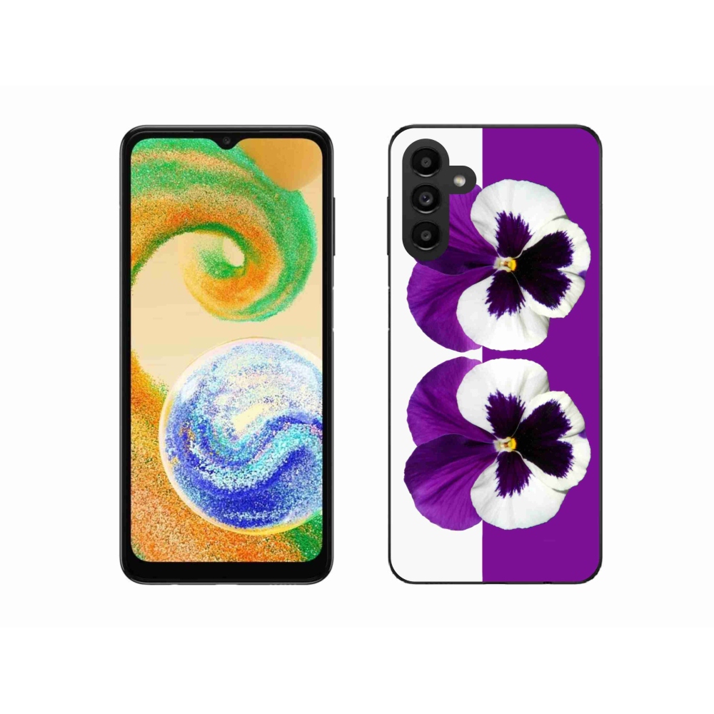 Gélový kryt mmCase na Samsung Galaxy A04s (164.7x76.7x9.1mm) - fialovobiely kvet