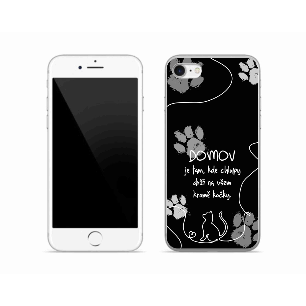 Gélový kryt mmCase na iPhone SE (2022) - mačacie motív čierne pozadie
