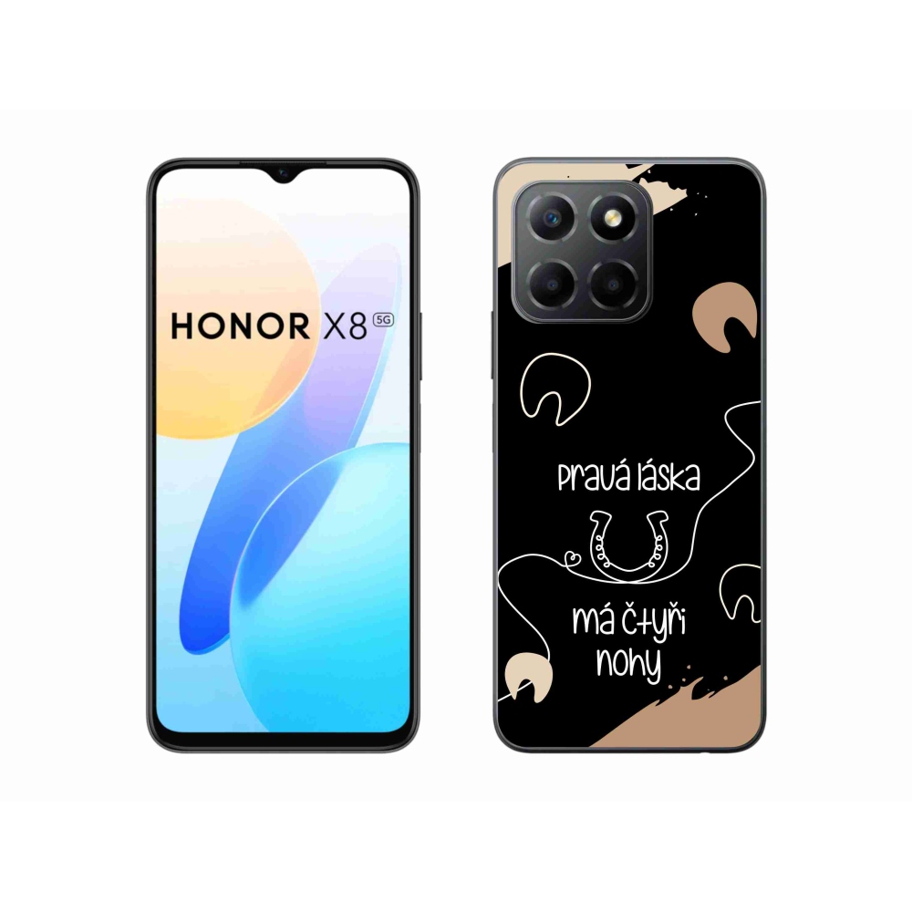 Gélový kryt mmCase na Honor X8 5G/Honor 70 Lite 5G - konský motív čierne pozadie