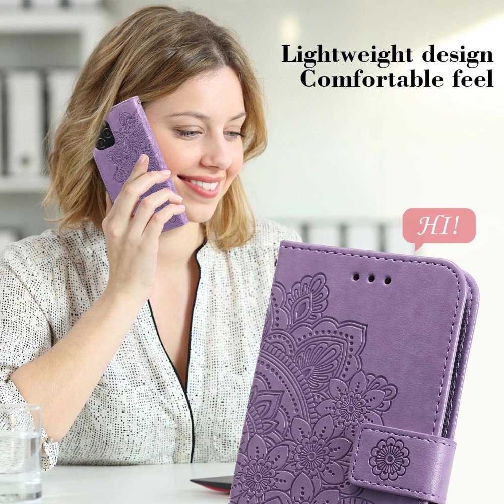 Floral knižkové púzdro na Realme 14 5G - fialové