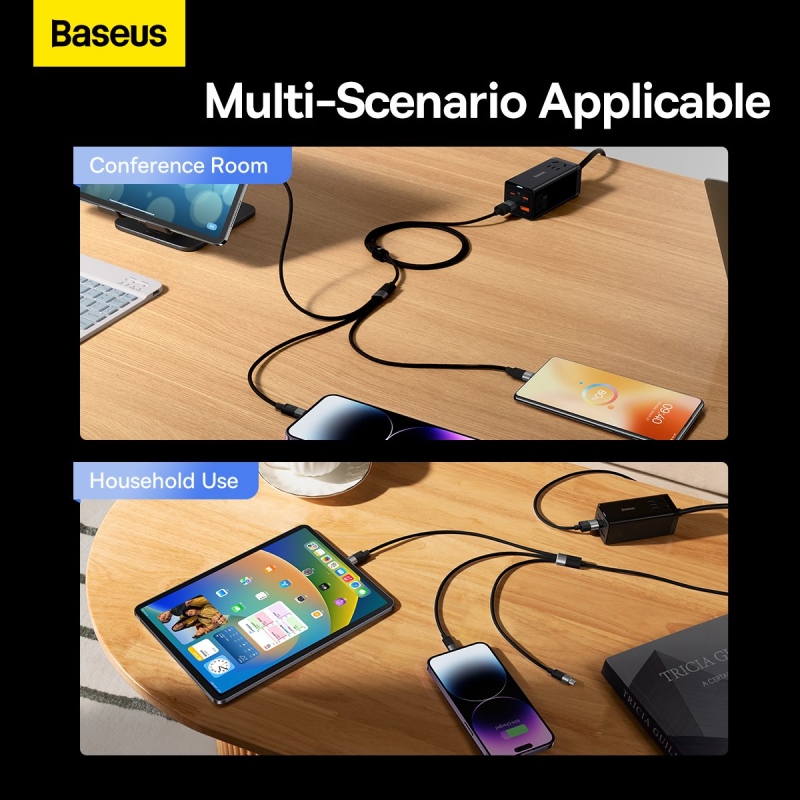 Baseus StarSpeed ​​3v1 Fast Charging Dátový Kábel USB-A - USB-C/Lighting/MicroUSB 20W 3.5A 1.2m Black