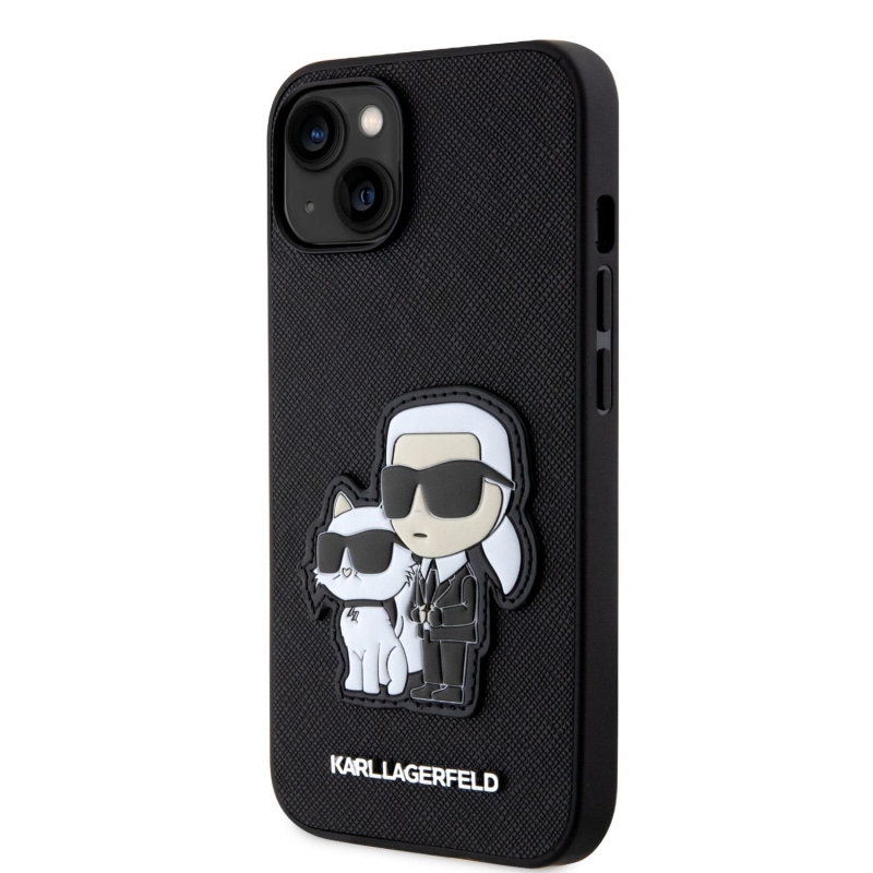 Karl Lagerfeld PU Saffiano Karl and Choupette NFT Zadný Kryt pre iPhone 13 Black