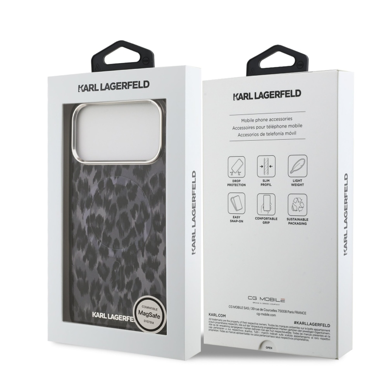 Karl Lagerfeld IML Leopard MagSafe Zadný Kryt pre iPhone 17 Pro Max Grey