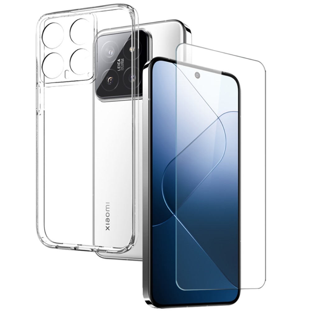 NORTHJO priehľadný gélový obal + tvrdené sklo na Xiaomi 14 - priehľadný