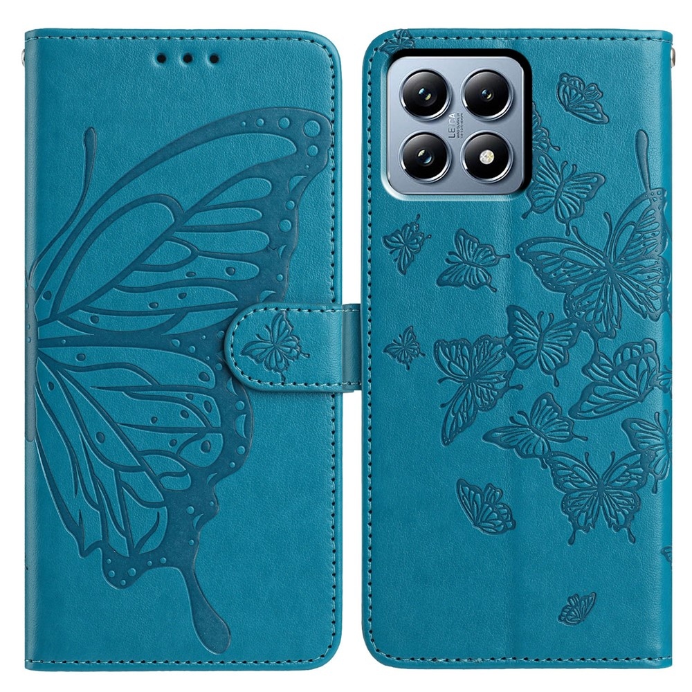 Floral Butterfly knižkové púzdro na Xiaomi 15T Pro - modré