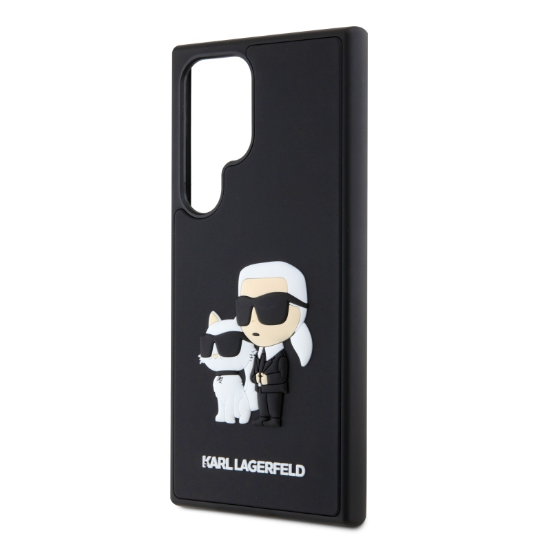 Karl Lagerfeld 3D gumový zadný kryt Karl and Choupette pre Samsung Galaxy S24 Ultra Black