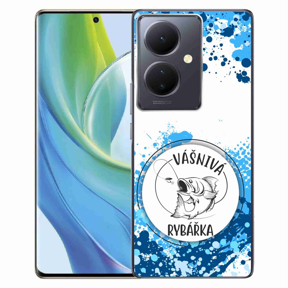Gélový kryt mmCase na Vivo V29 Lite 5G - vášnivá rybárka biele pozadie