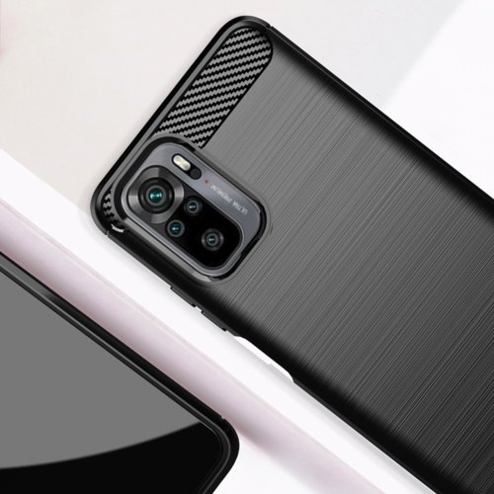 Carbon odolný gélový obal na Xiaomi Redmi Note 10 4G/Redmi Note 10S/Poco M5s - čierny