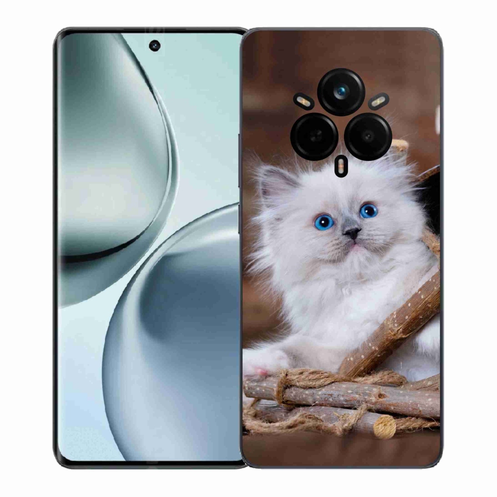 Gélový kryt mmCase na Realme 14 Pro+ 5G - biele mačiatko
