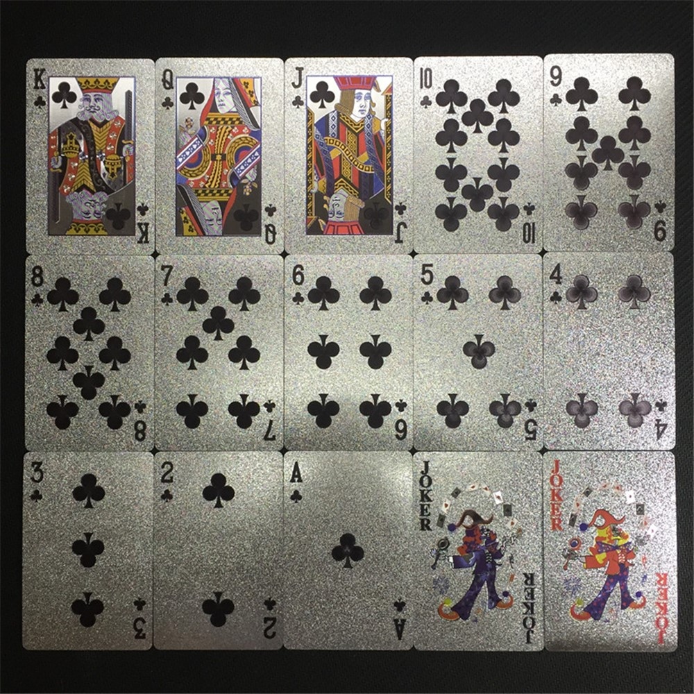 Vodeodolné plastové hracie karty 100 dolárov v striebornom prevedení 54 ks