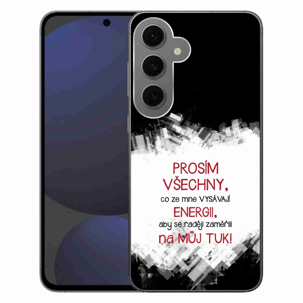 Gélový kryt mmCase na Samsung Galaxy S24 FE - vtipný text 1 červený