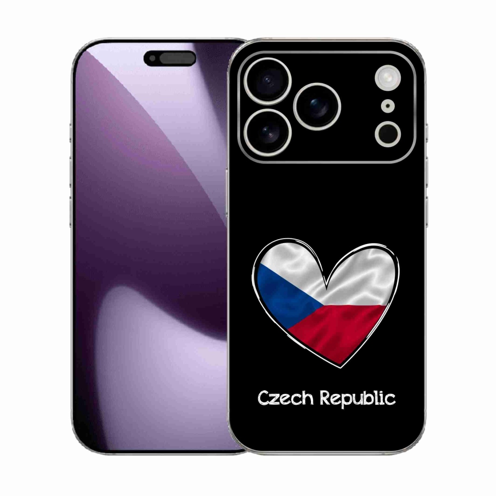 Gélový kryt mmCase na iPhone 17 Pro - vlajka srdca čierne pozadie