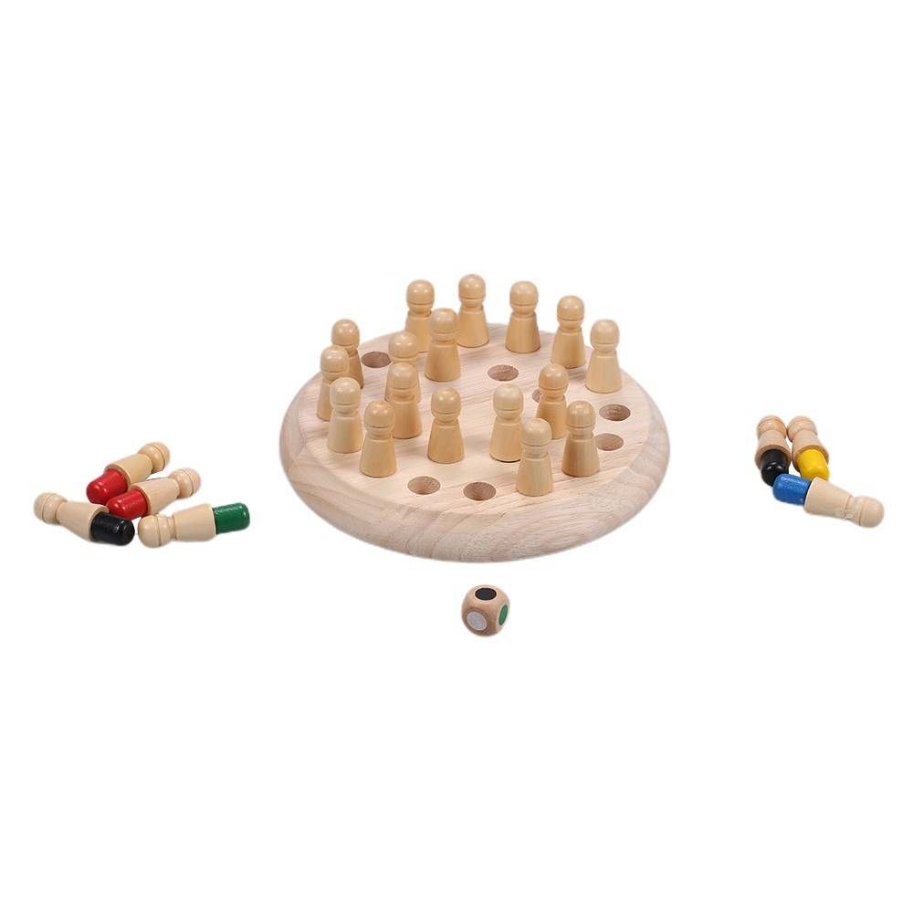 Logická drevená hra s farebnými štipcami pre tréning pamäte