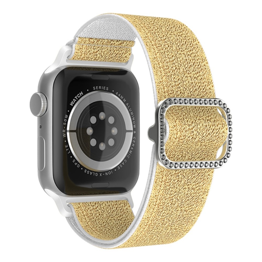 Decor nylonový remienok na Apple Watch Ultra/Ultra 2 49mm/SE/SE 2022/2023 44mm/9/8/7 45mm/6/5/4 44mm/3/2/1 42 mm - zlatý/biely