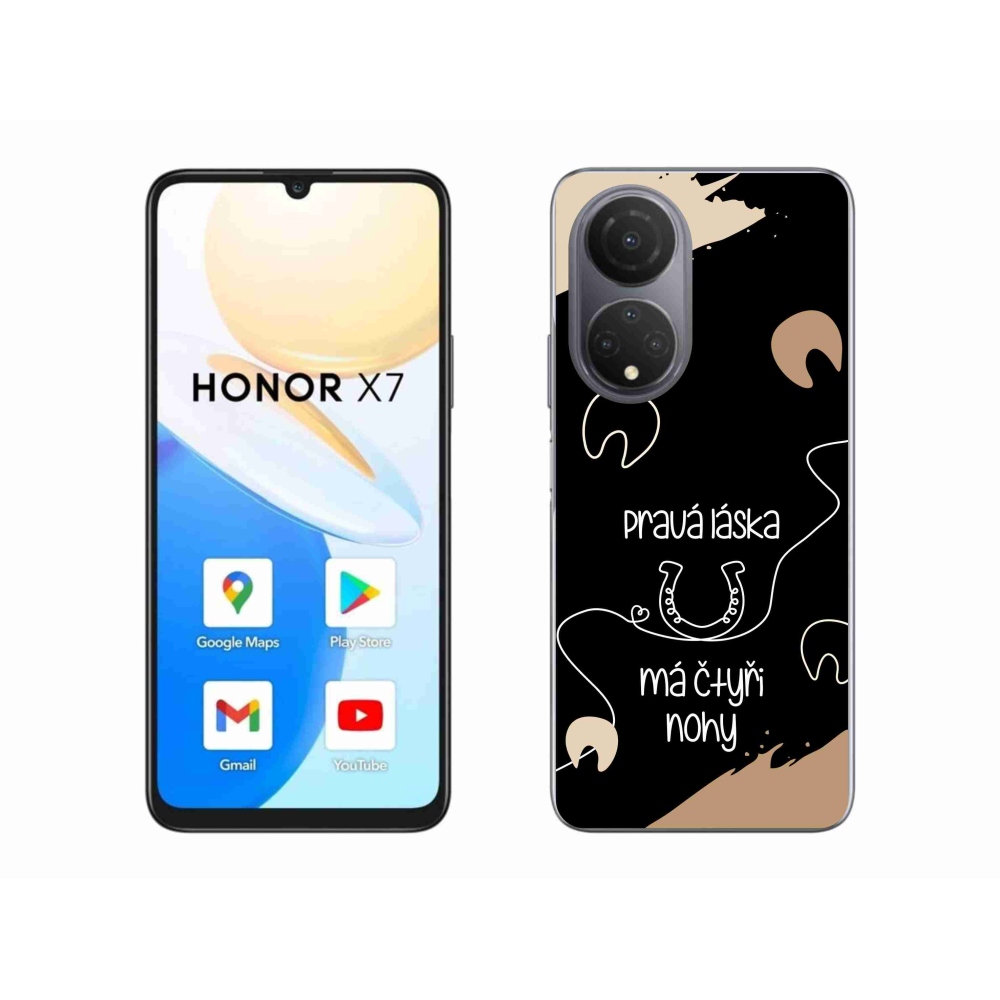 Gélový kryt mmCase na Honor X7 - konský motív čierne pozadie