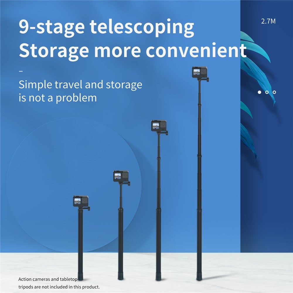 TELESIN karbónová teleskopická selfie tyč 2,7 m pre akčné kamery