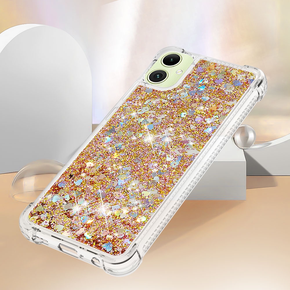 Glitter presýpacie gélový obal na Samsung Galaxy A07 4G - zlatý/srdiečka