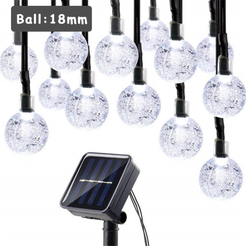 Záhradná solárna svetelná dekorácia s krištáľovým efektom 12 m 100 LED – biele svetlo