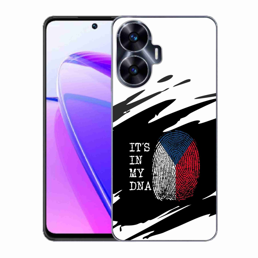 Gélový kryt mmCase na Realme C55 - vlajka odtlačok prsta čiernobiele pozadie