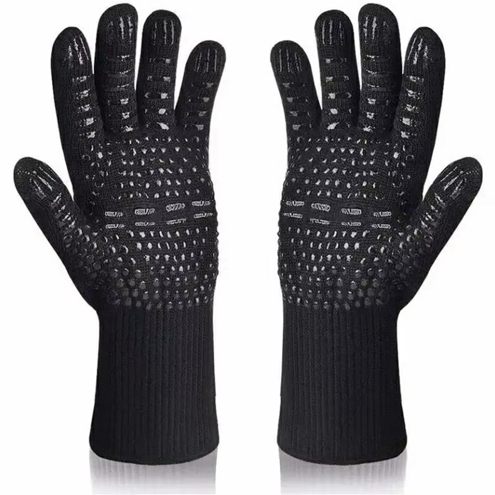 Ochranné tepelne odolné rukavice pre gril a rúru - čierne