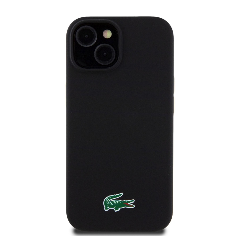 Lacoste Liquid Silicone Microfiber Croc Logo Magsafe Zadný kryt pre iPhone 15 Black