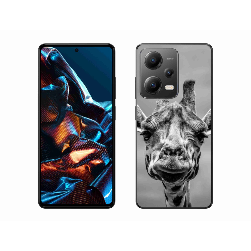 Gélový kryt mmCase na mobil Xiaomi Redmi Note 12 Pro 5G - čiernobiela žirafa