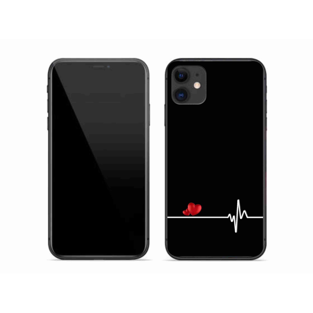 Gélový kryt mmCase na iPhone 11 - srdce a tep čierne pozadie