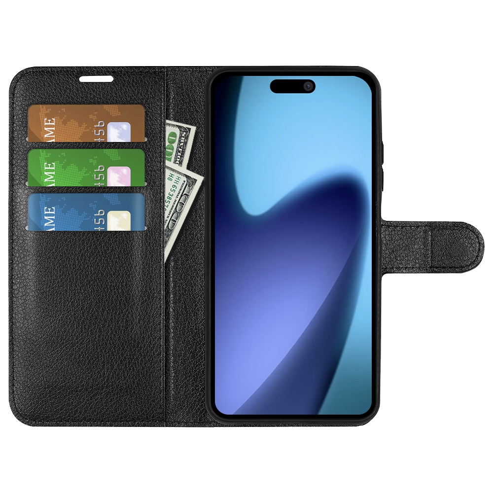 Litchi knižkové púzdro na iPhone 17 Air - čierne