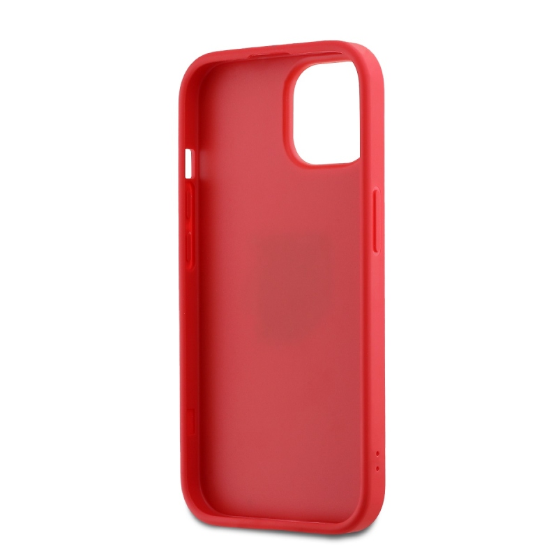 DKNY PU Leather Stack Logo Wrist Strap Zadný Kryt pre iPhone 15 Red