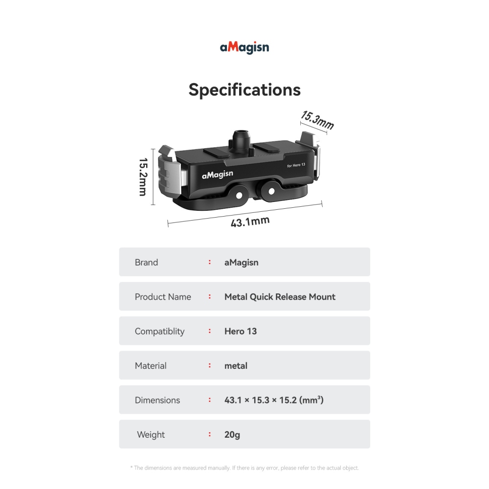 AMAGISN magnetický rýchloupínací držiak s kovovou základňou pre GoPro Hero13