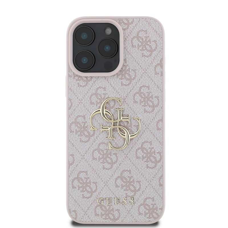 Guess PU 4G Metal Logo Zadný Kryt pre iPhone 16 Pro Max Pink