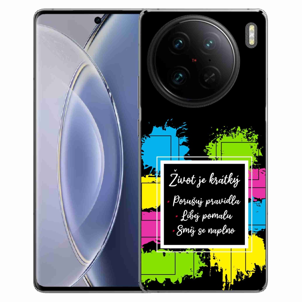 Gélový kryt mmCase na Vivo X90 Pro - citát 5 čierne pozadie