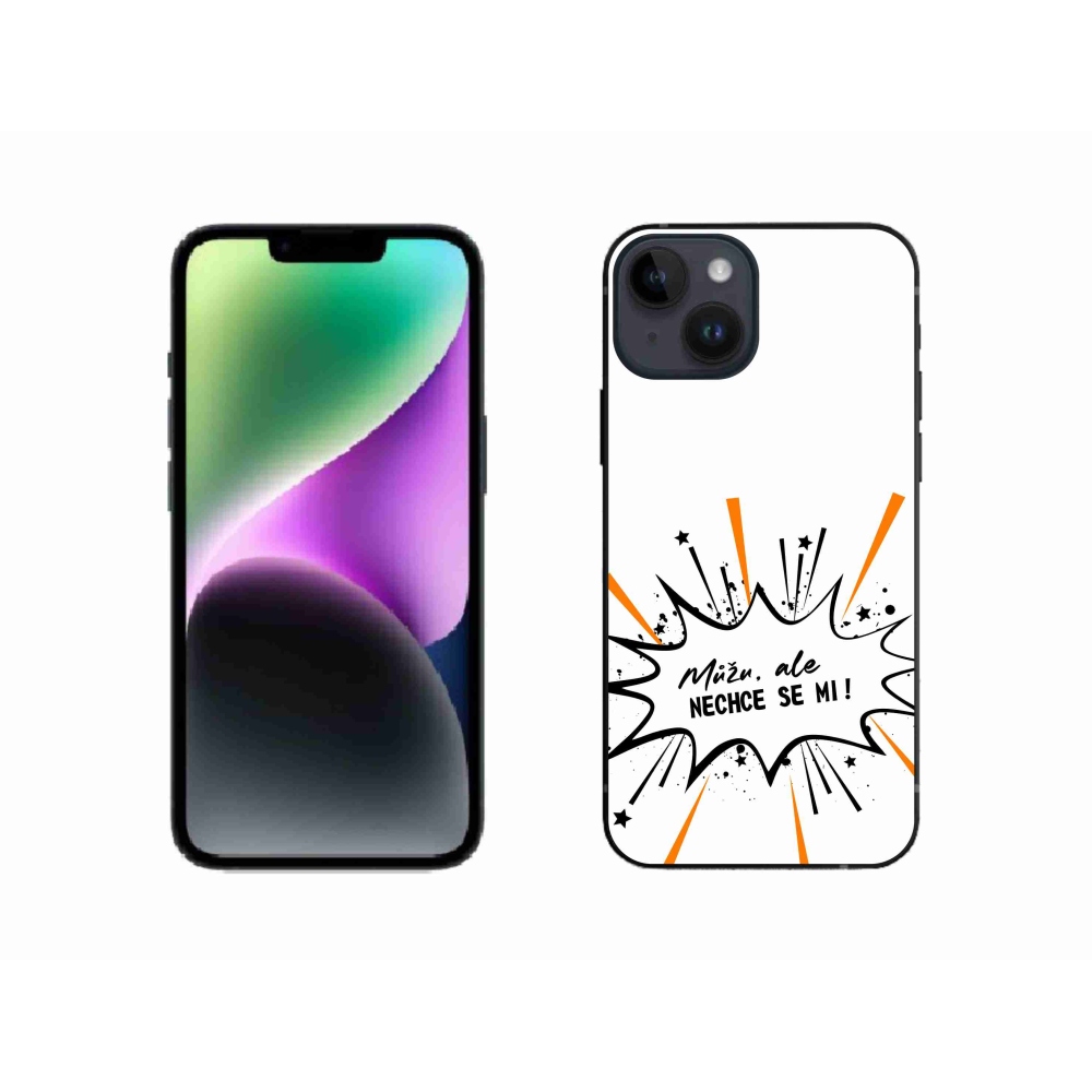 Gélový kryt mmCase na iPhone 14 - vtipný text 11 biele pozadie