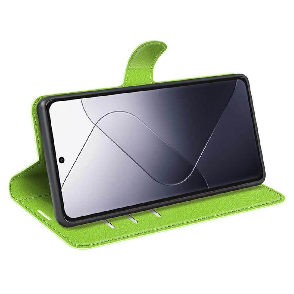 Litchi knižkové púzdro na Xiaomi 14 Pro - zelené