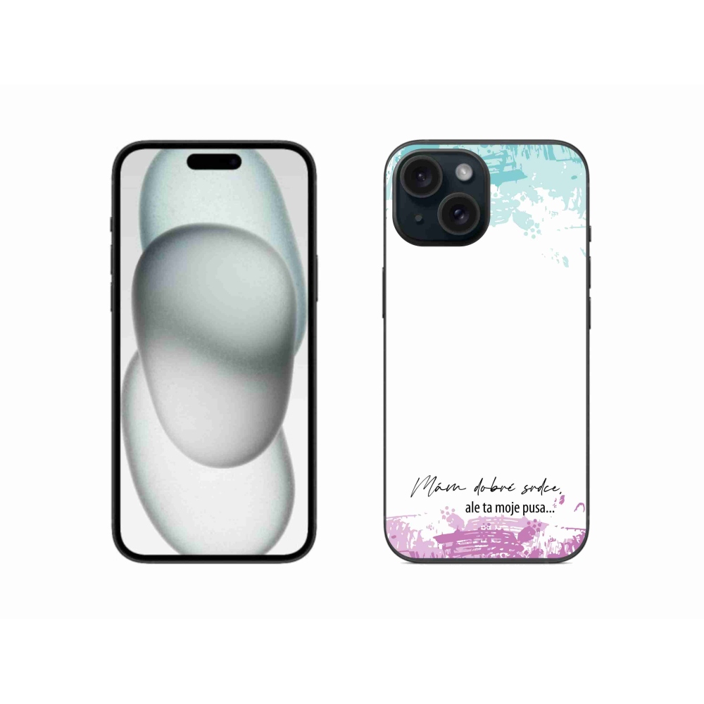 Gélový kryt mmCase na iPhone 15 - vtipný text 3 biele pozadie